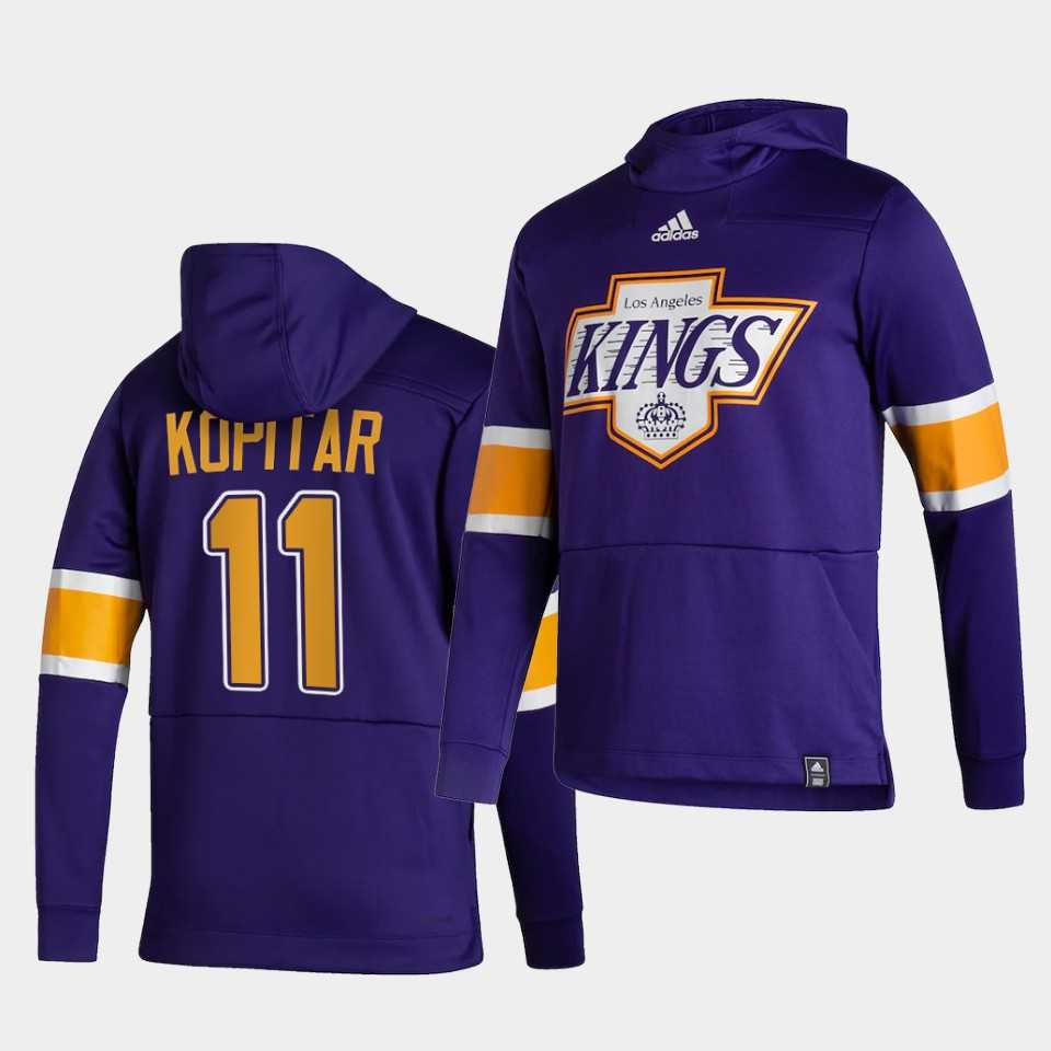 Men Los Angeles Kings 11 Kopitar Purple NHL 2021 Adidas Pullover Hoodie Jersey
